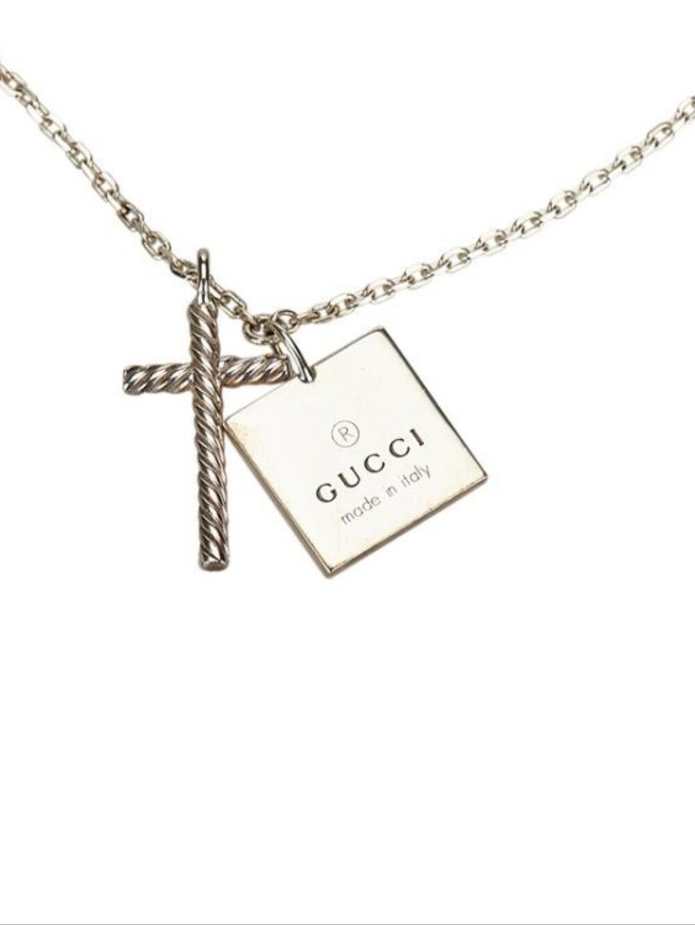 Gucci Cross Sterling Silver Pendant Necklace